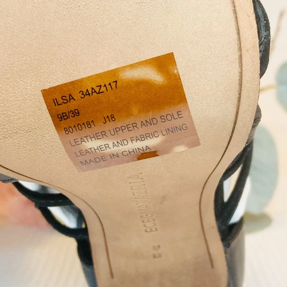 BCBGMaxazria Ilsa Dress Calf Kidsuede Women Black Strap Heels Shoes Size 9 / 39 - Picture 6 of 9